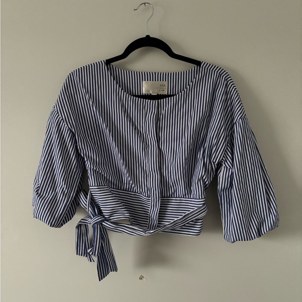JOA striped top blue white medium revolve